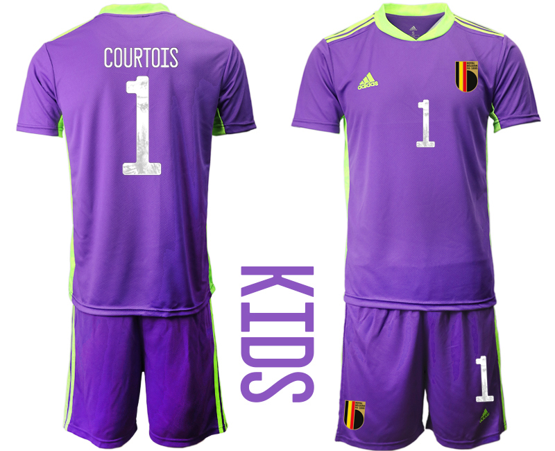 Youth 2021 European Cup Belgium purple goalkeeper #1 Soccer Jersey